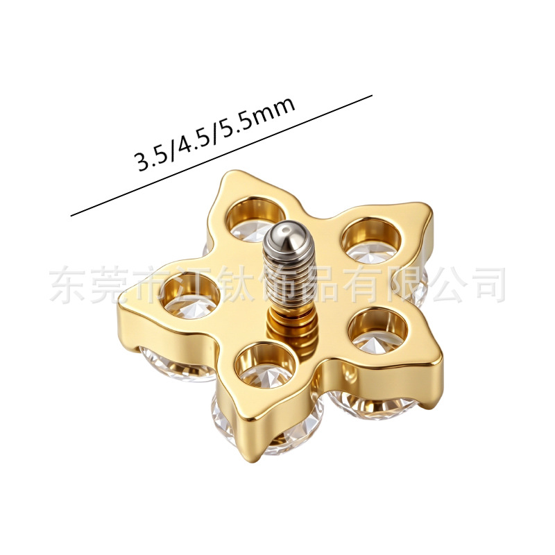 G23 Titanium Flower-Shaped CZ Zircon Lip Piercing Labret Stud Cartilage Ear Bone Piercing Jewelry - Image 2
