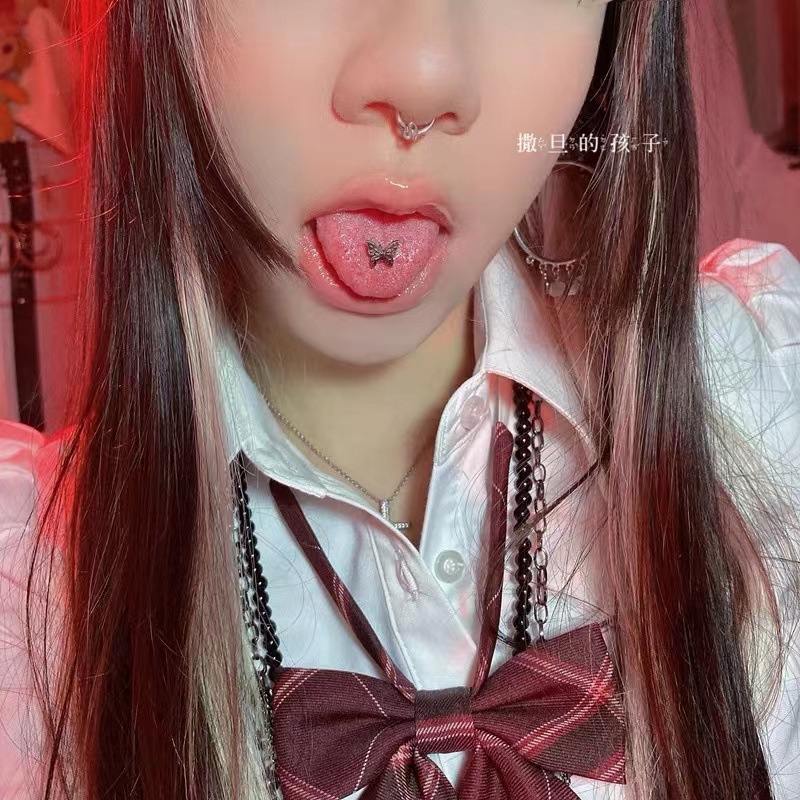 Butterfly Tongue Barbell Hot Girl Tongue Ring 12mm Length 1.6mm Thick Steel Body Piercing Jewelry - Image 4