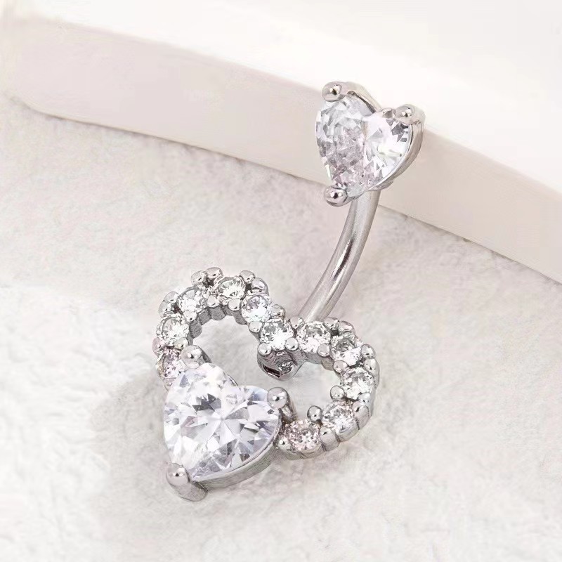 Factory Wholesale Gold Pink CZ Love Zircon Belly Button Ring Body Piercing Jewelry - Image 3