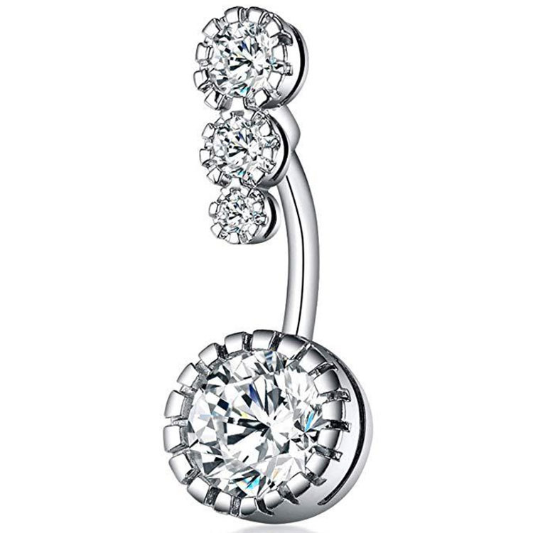 Gold Cubic Zirconia Belly Button Ring, Copper Inlaid Zircon Belly Ring, Body Piercing Jewelry - Image 3