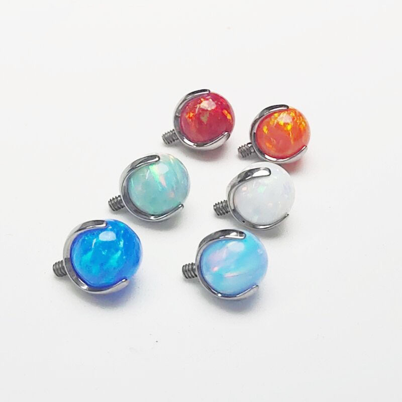 Titanium Alloy F136 Aurora Ball Opal Lip Nail Tongue Nail Eyebrow Nail Earring Internal Thread - 16G 5mm - Image 2