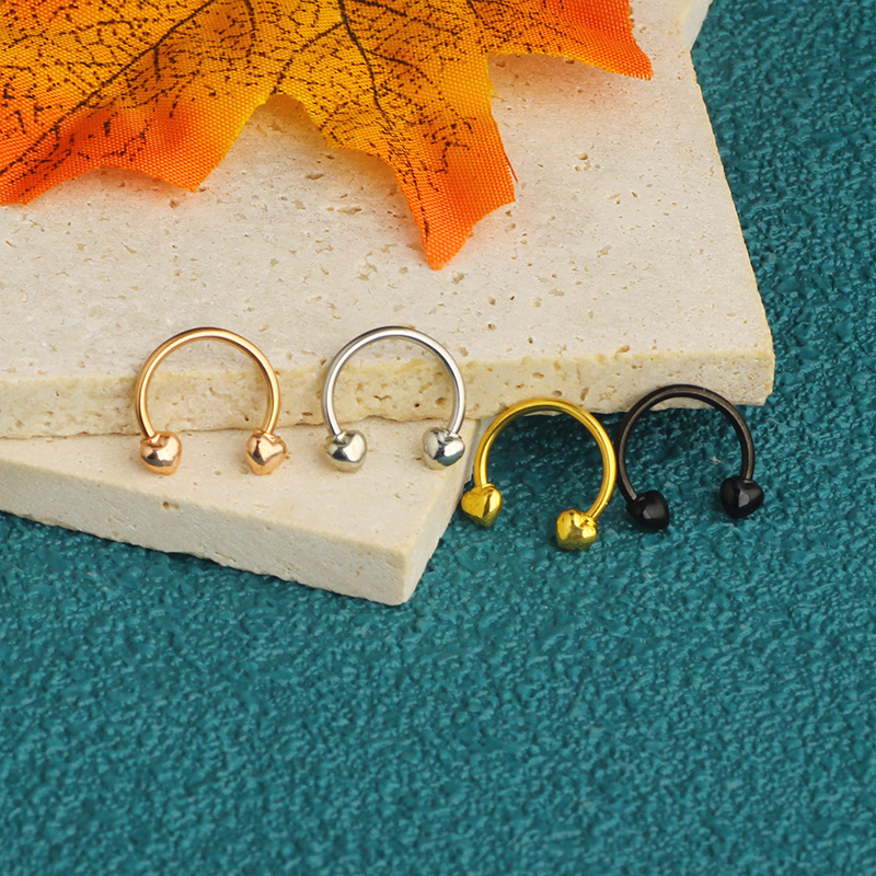 Butterfly Zircon Stainless Steel C-Ring Nose Ring Septum Hoop Piercing Jewelry 18K Plated - Image 2