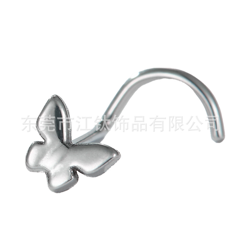 Butterfly Nose Nail S-Rod G23 Titanium Alloy Nose Ring Body Piercing Jewelry - Image 5