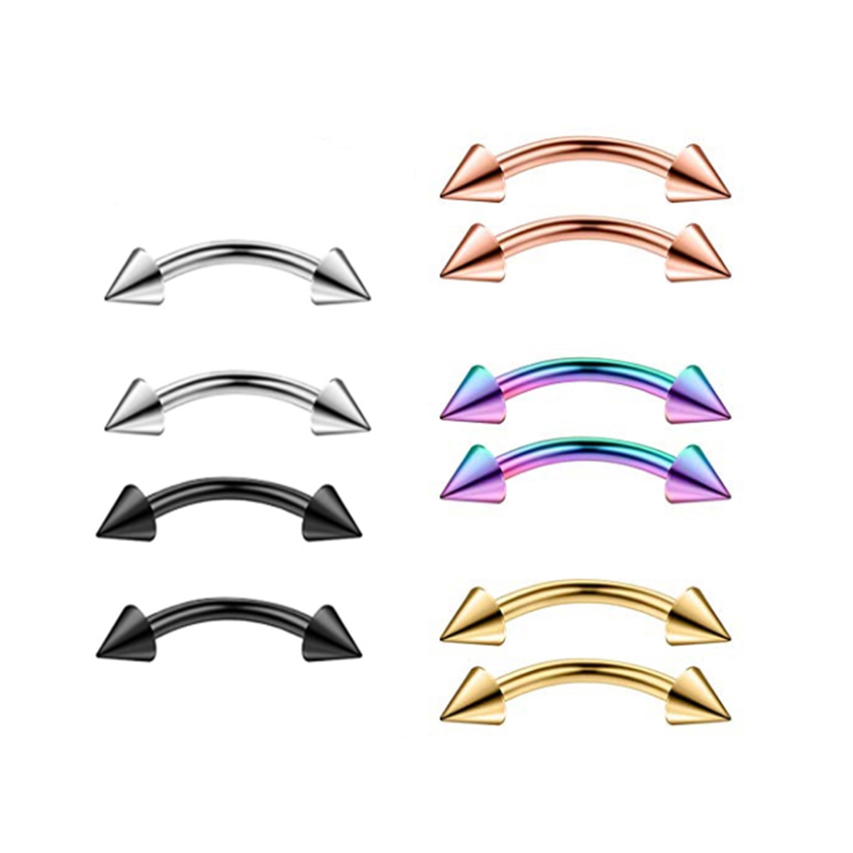 G23 Titanium External Thread Pointed Cone Ball Horseshoe Nose Septum Ring - F136 Piercing Jewelry Nose Stud - Image 5