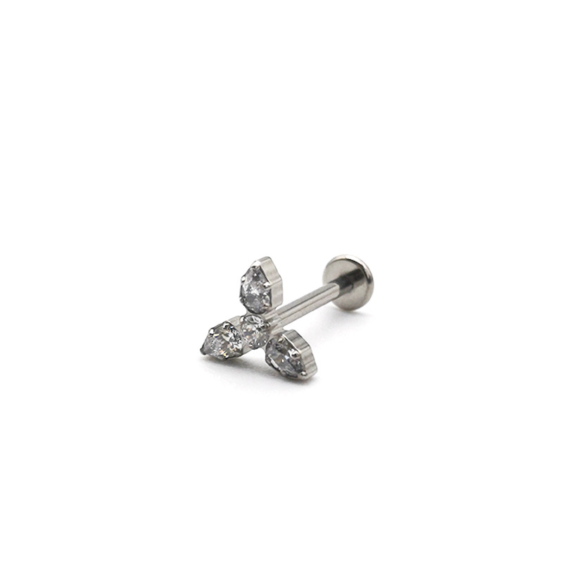 G23 Titanium Alloy Labret Stud with 5A Zircon Lip Piercing Jewelry Cross-Border Best Selling Manufacturer Custom Earrings - Image 4