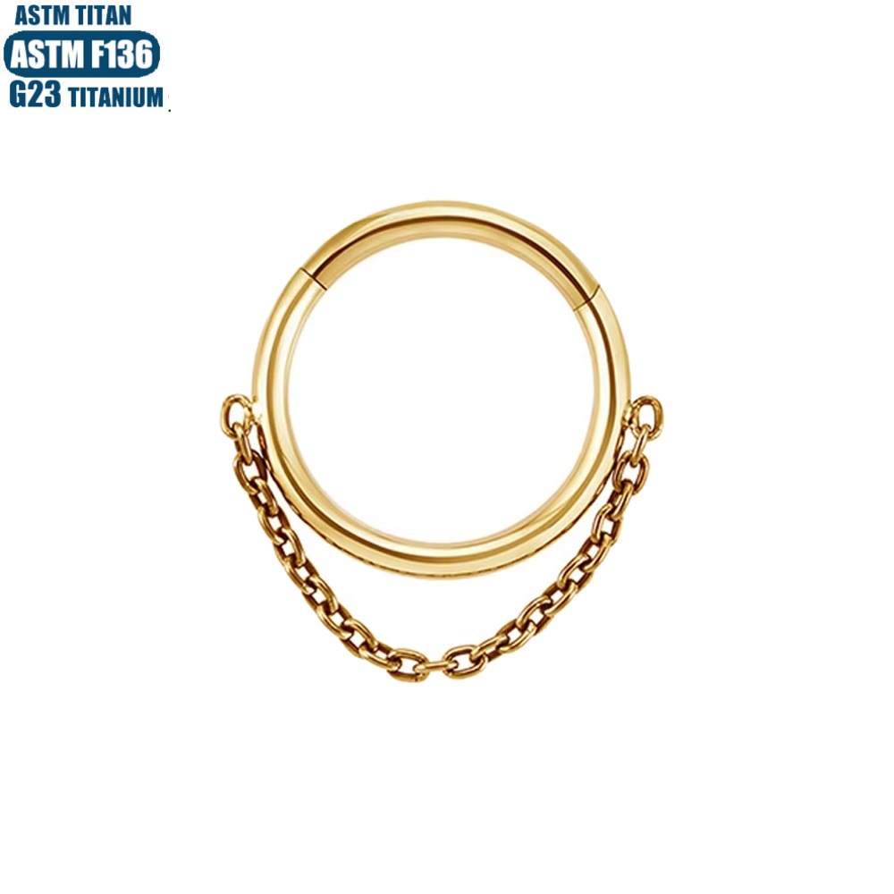 F136 Titanium Chain Nose Ring Seamless Closed Ring Tragus Piercing Earring Cartilage Hoop - Image 2