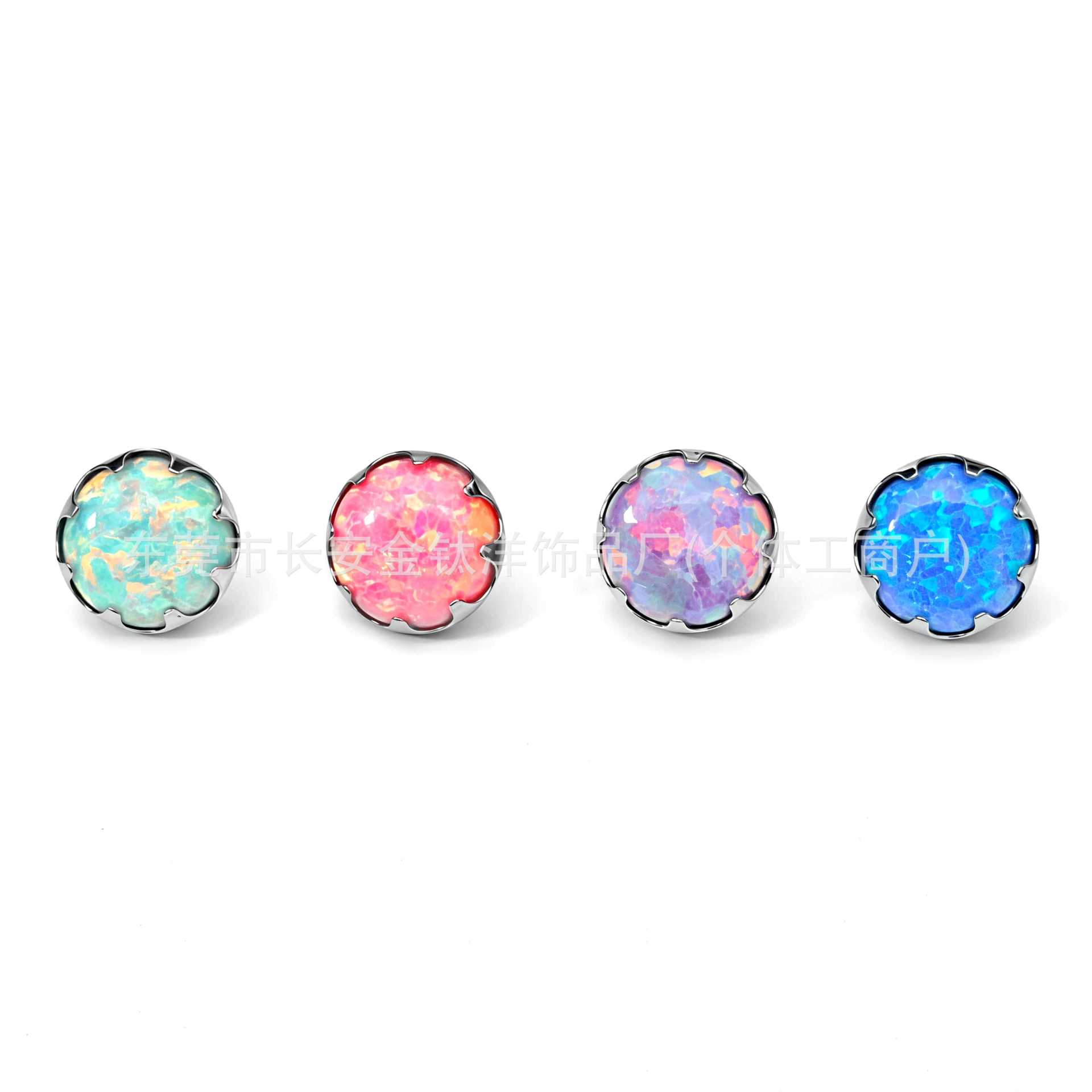 F136 Titanium Serrated Opal Inlaid Tongue Lip Ear Navel Piercing Jewelry G23 Titanium Alloy Body Jewelry - Image 4