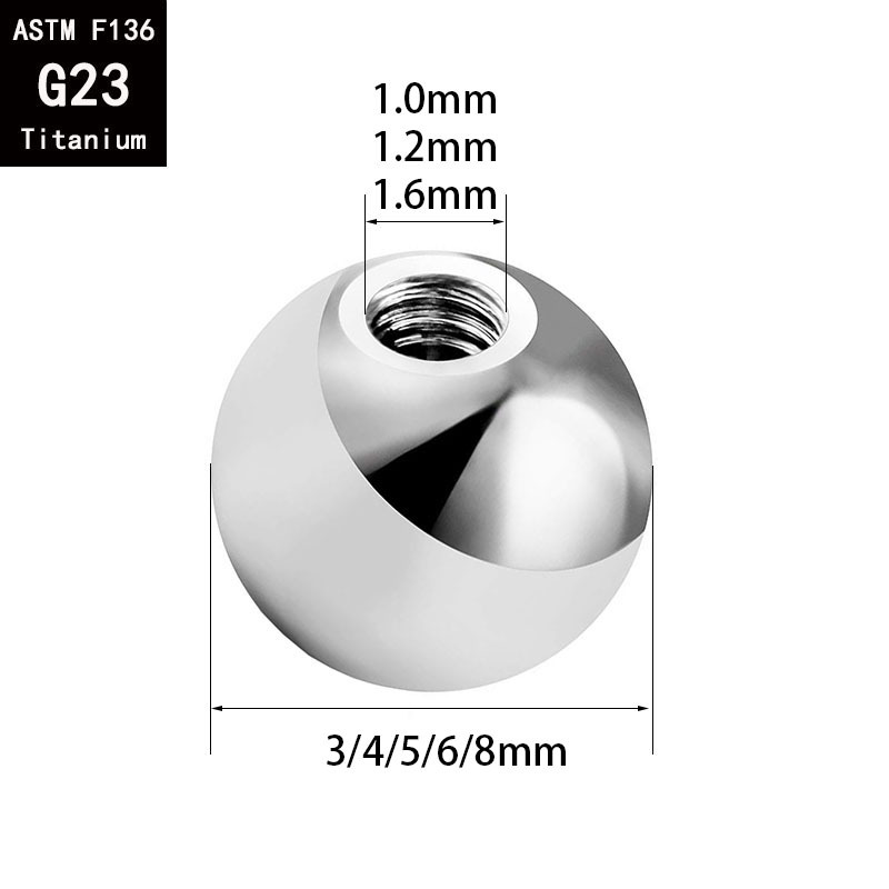 G23 Titanium Internally Threaded Ball Adapter External Thread Fittings for Lip Nail Tongue Piercing Jewelry - Image 3