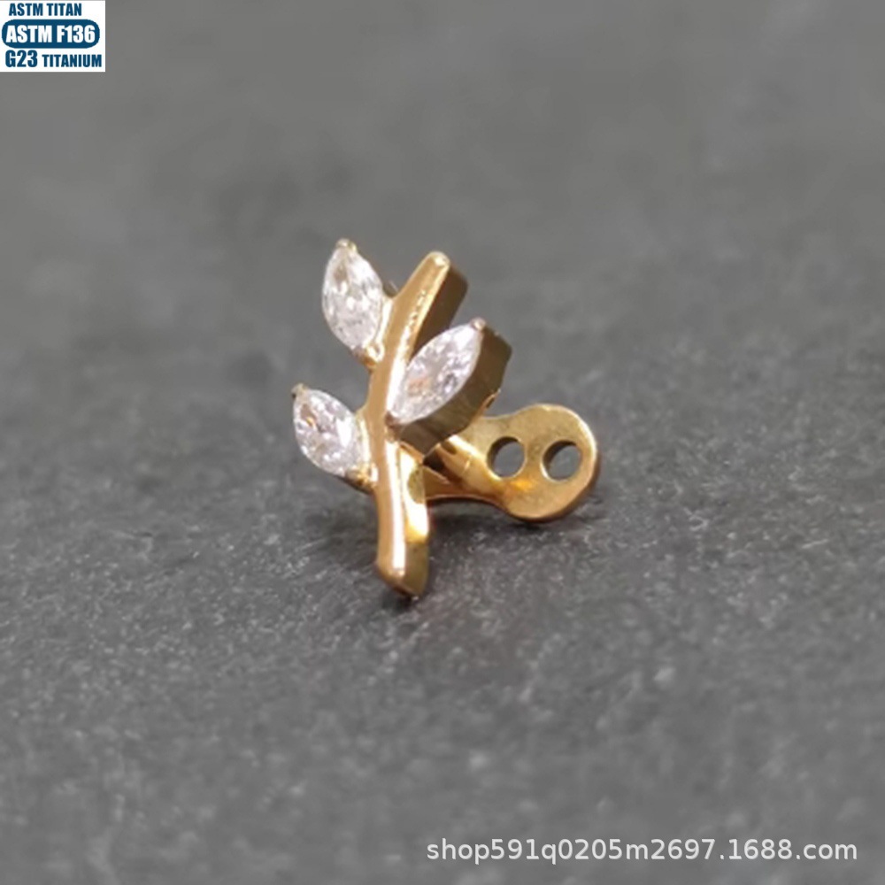 F136 Titanium Alloy Flower-Shaped Zircon Bone Nail Internally Threaded Body Piercing Jewelry Subcutaneous Implant Nail - Image 4