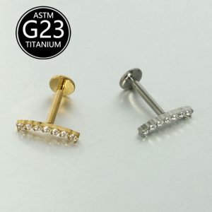 F136 Titanium Inlaid Zircon Ear Bone Nails Cross-Border Manufacturer Titanium Body Piercing Jewelry Ear Nails Lip Nails Spot Wholesale
