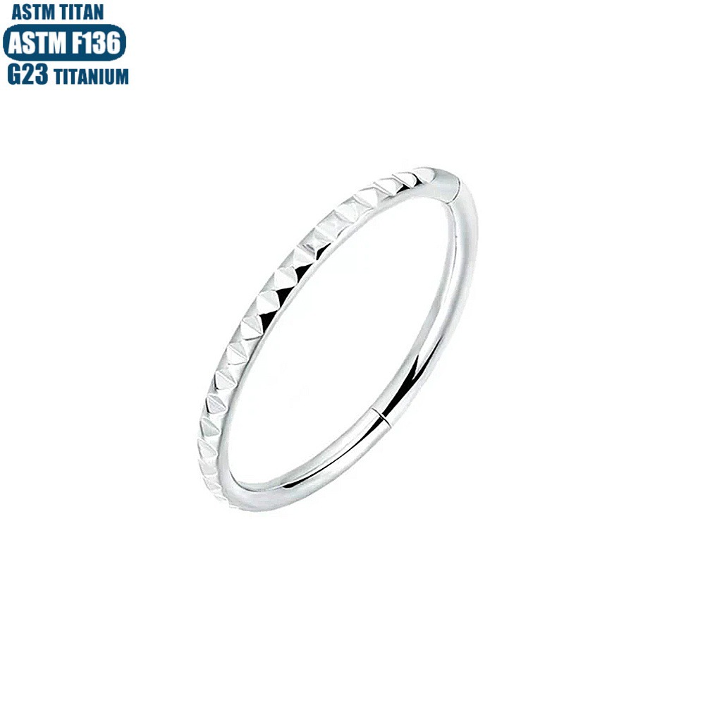 F136 Titanium Hinge Nose Ring Side Pyramid CNC Carved Conch Pierced Earrings Seamless Ring Closed Ring Jewelry - Image 2