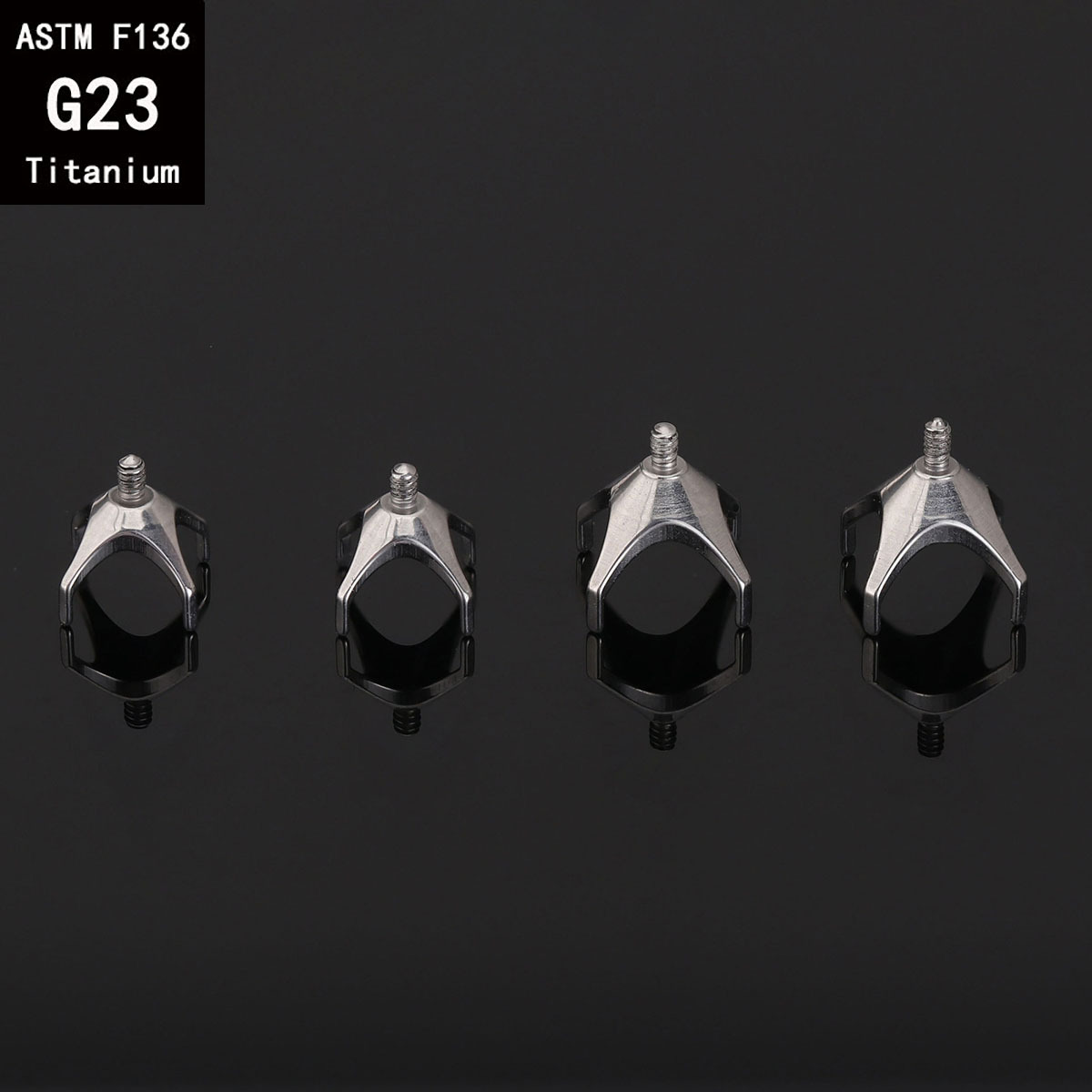 G23 Titanium Four-Claw Round White Stone Earring Empty Holder Externally Threaded DIY Piercing Accessories - Image 4