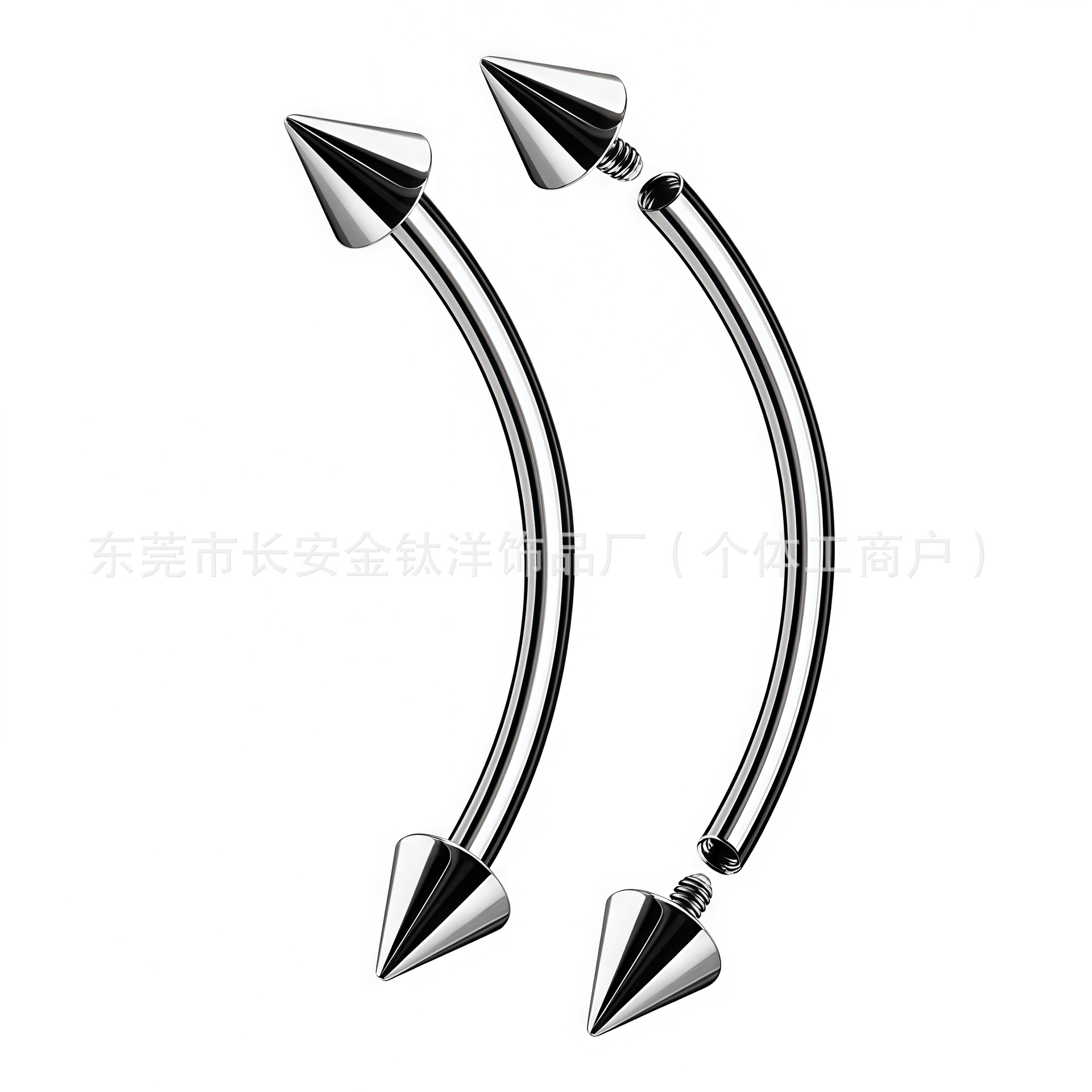 F136 Titanium Internal Thread Curved Barbell Pointed Cone Eyebrow Lip Nipple Jewelry G23 Alloy Piercing - Image 2