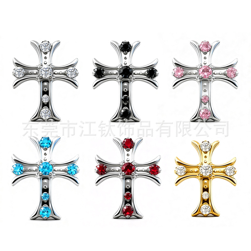 Jiangtai F136 Titanium Alloy Cross Body Piercing Earring G23 Titanium Cartilage Stud with Zircon - Image 5