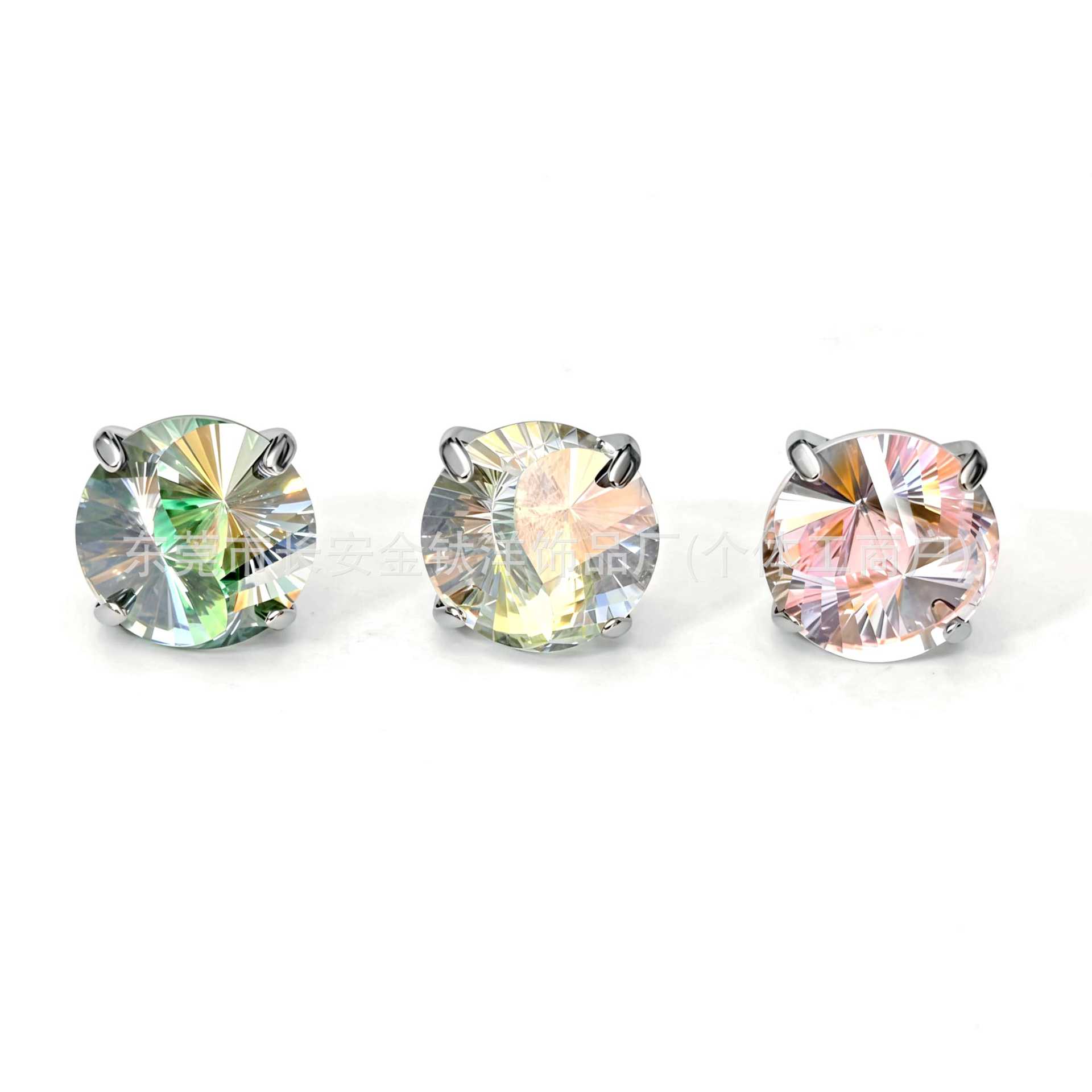 F136 Titanium Round Base Claw-Set Tai Chi Cut Gradient Lip Stud Ear Stud Ear Bone Stud Body Piercing Jewelry - Image 3