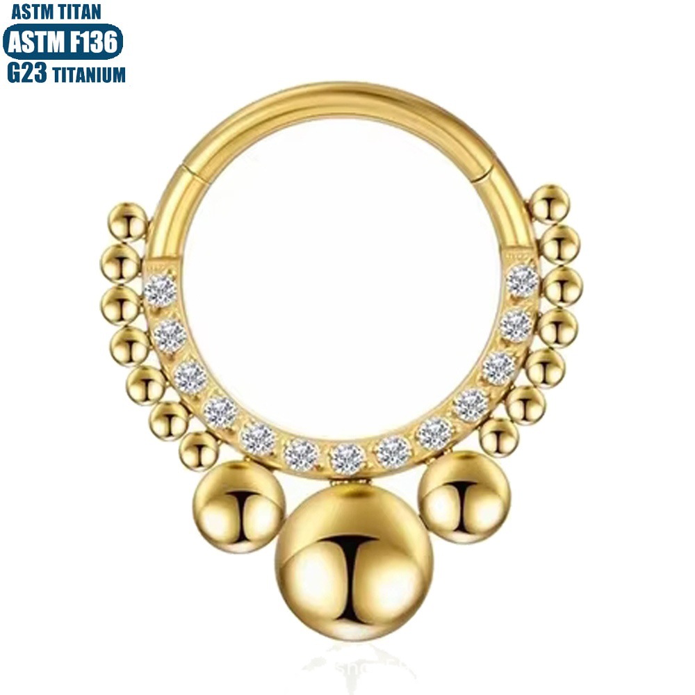 Titanium Alloy Nose Ring F136 Titanium Tragus Piercing Jewelry Black Cubic Zirconia Earrings - Image 2