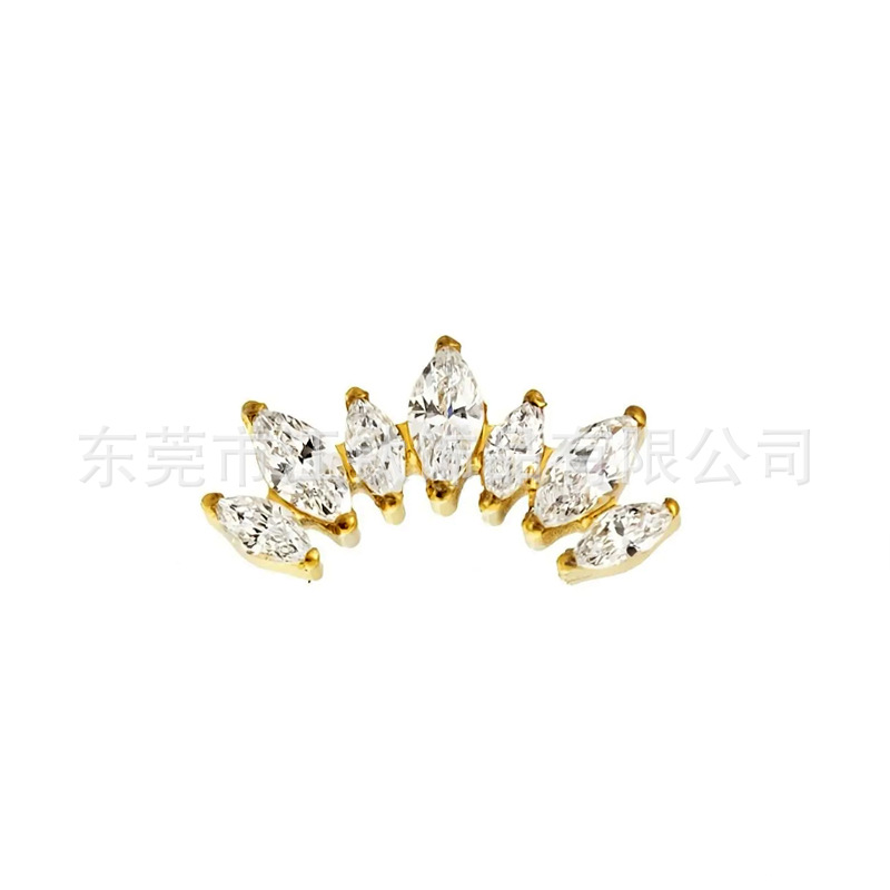 G23 Titanium Ear Cartilage Stud Crown Earring with White Zircon - 1.2mm x 10mm - ASTM F136 Grade - Image 5