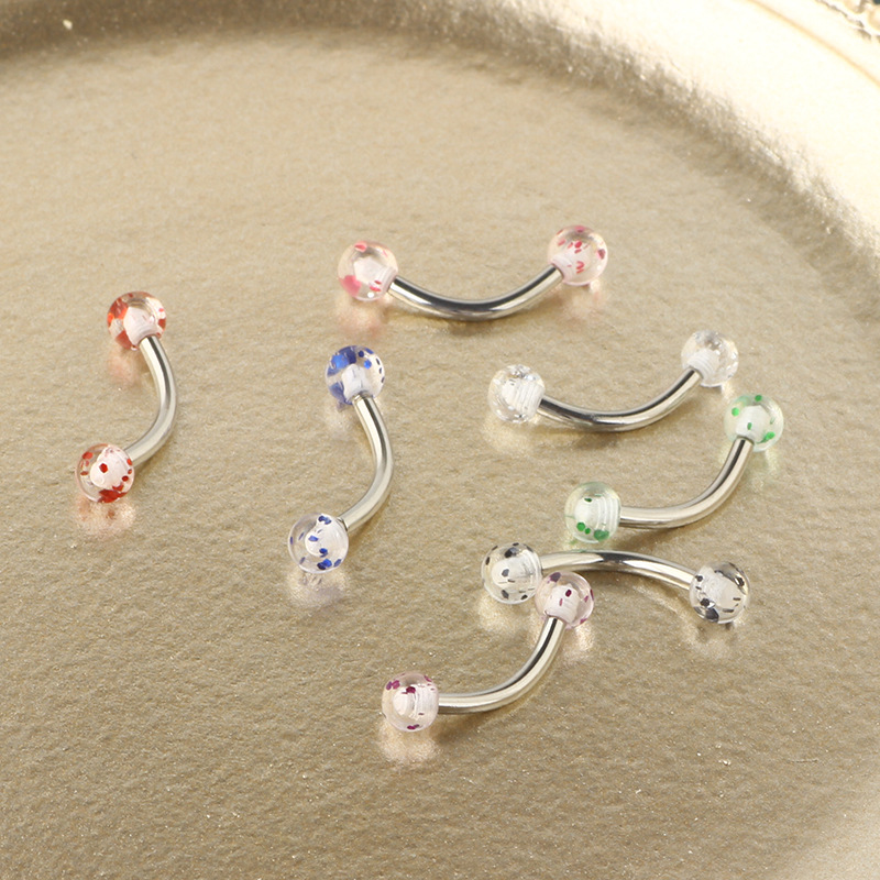 Stainless Steel Eyebrow Nose Lip Ring Acrylic Ball Piercing Jewelry Set Geometric Silver 2021 - Image 3