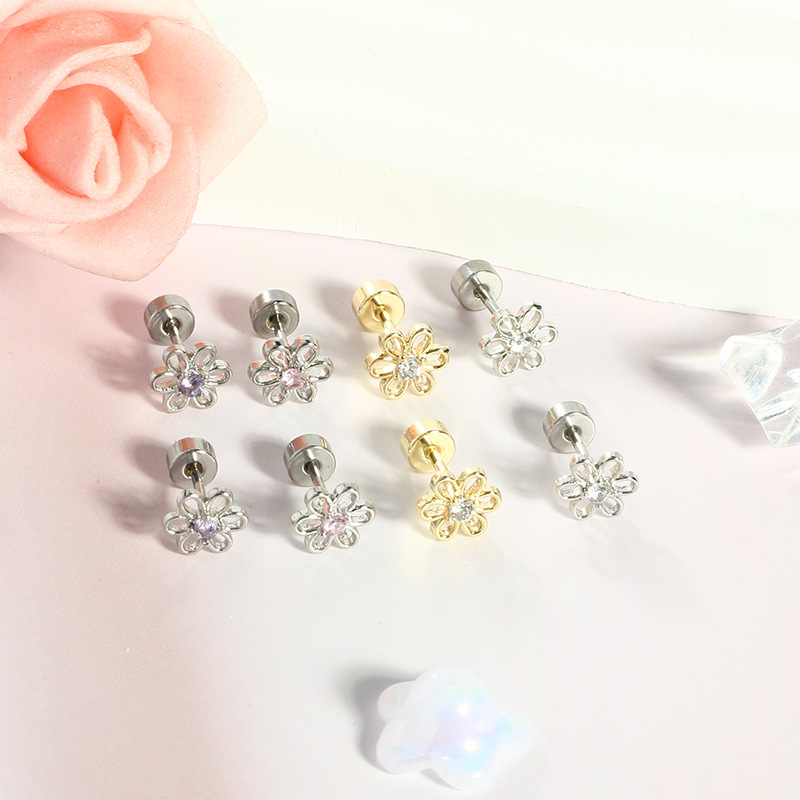 Fashion Diamond Zircon Leaf Earrings for Women - Stainless Steel Colorful Mini Ear Accessories - Image 4