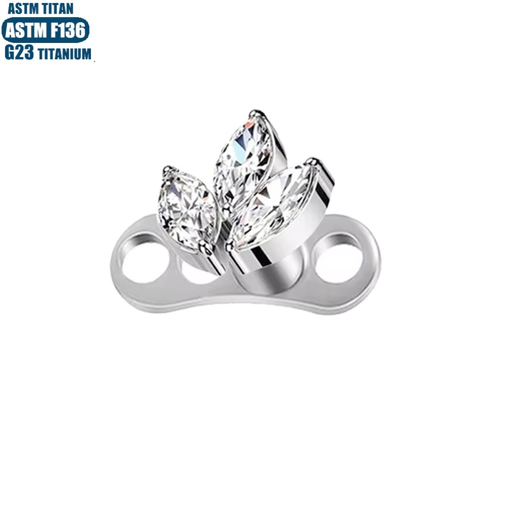 F136 Titanium Alloy Inlaid Diamond Stud Screw-on Dermal Anchor - Fashion Body Piercing Jewelry for Clavicle, Skin Grafting, Surface Piercing - Image 2