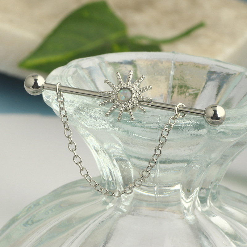 Stainless Steel Industrial Earring Long Rod Chain Sun Earrings Body Piercing Ear Bone Nails Wholesale - Image 3