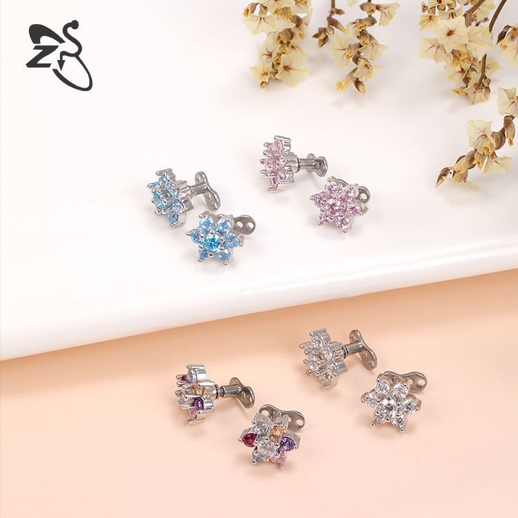 316L Stainless Steel Nail Flower Puncture Jewelry - European American Exaggerated Multi-Diamond Flower Nail Body Jewelry Wholesale - Image 3