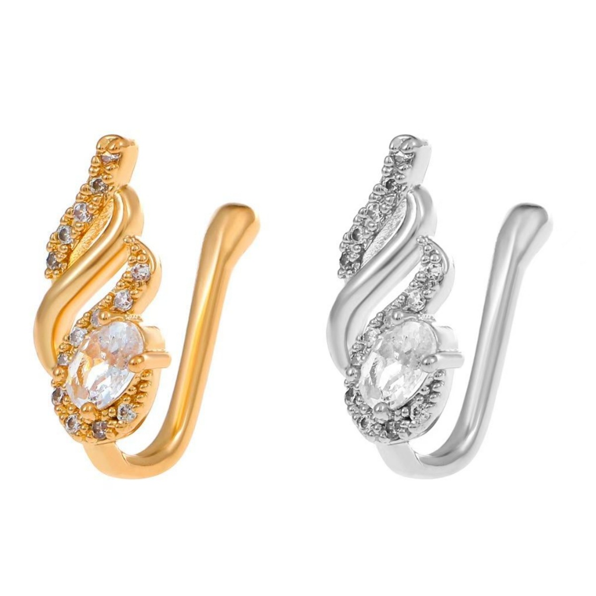 Gold Geometric Nose Clip Non-Piercing Fake Nose Ring - Copper Inlaid Zircon, 8-Shape Design, Popular in Europe and America - Image 5
