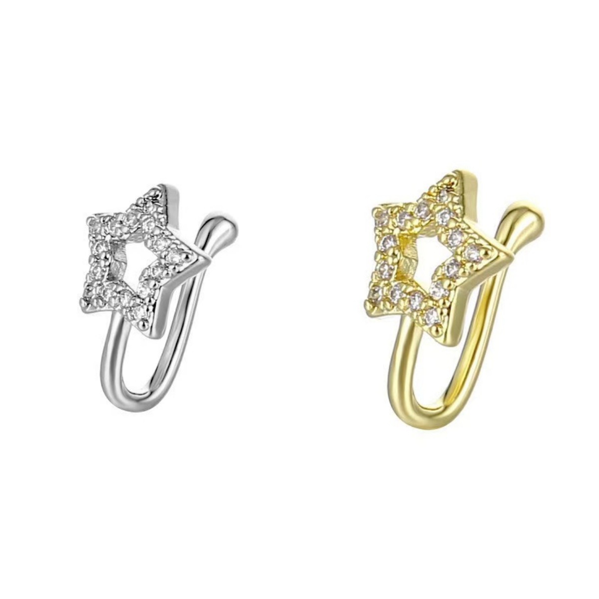 Gold Geometric Nose Clip Non-Piercing Fake Nose Ring - Copper Inlaid Zircon, 8-Shape Design, Popular in Europe and America - Image 2