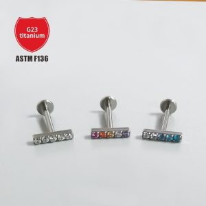 F136 Lip Nail Inlaid Diamond Ear Bone Nail G23 Titanium Alloy Body Piercing Jewelry Manufacturer Wholesale Customization with Drawings and Samples