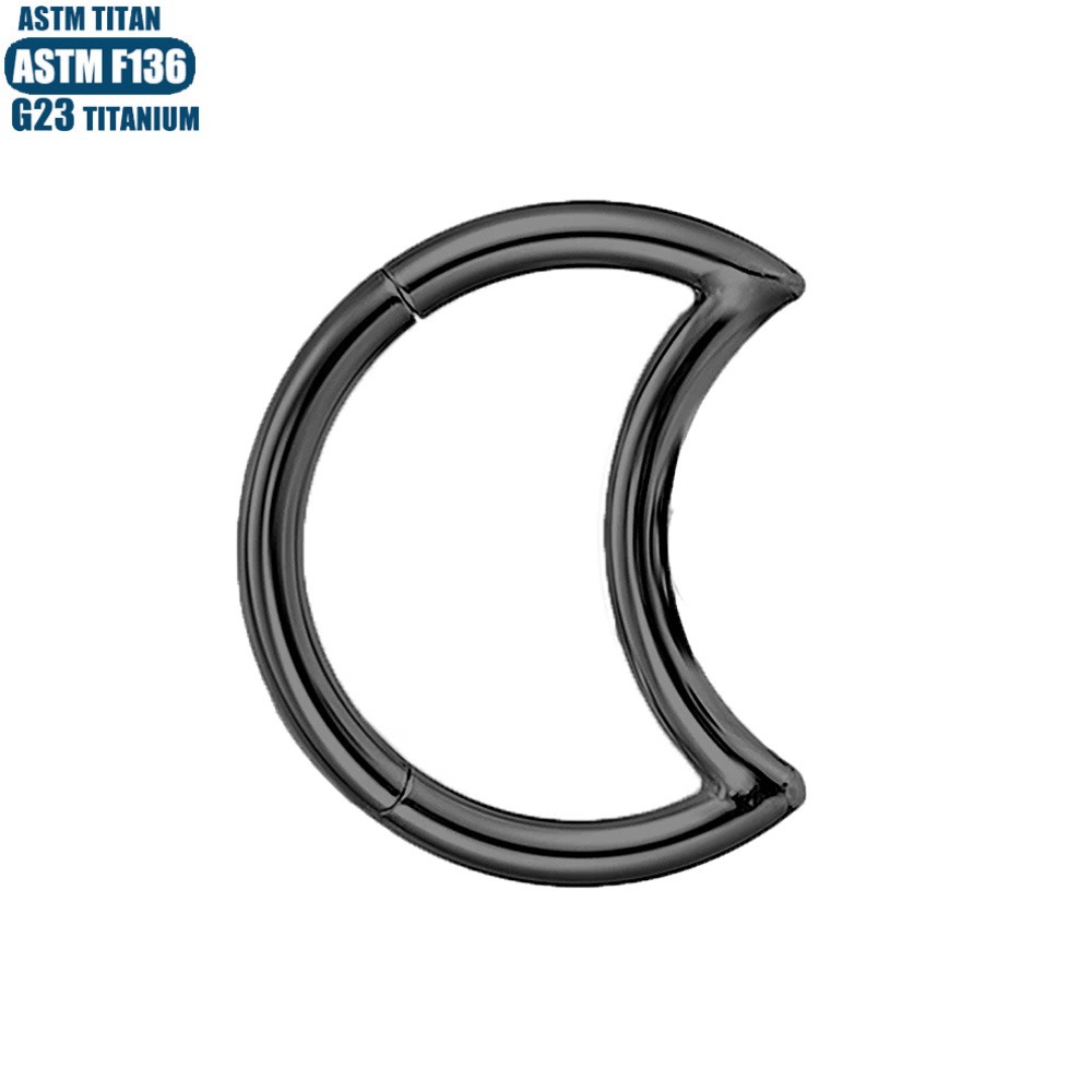 G23 Titanium Alloy Nose Ring Moon Hinge Seamless Open Ring Diaphragm Tracing Earring Earrings Nasal Septal Ring - Image 3