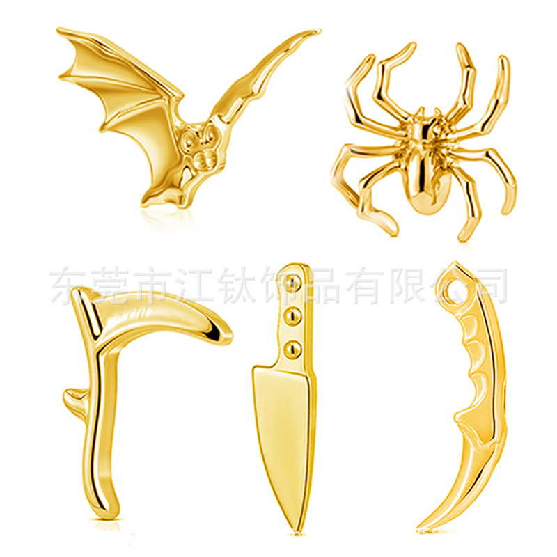 G23 Titanium Alloy Halloween Bat Sickle Ear Cartilage Stud Earring Body Piercing Jewelry - Image 5