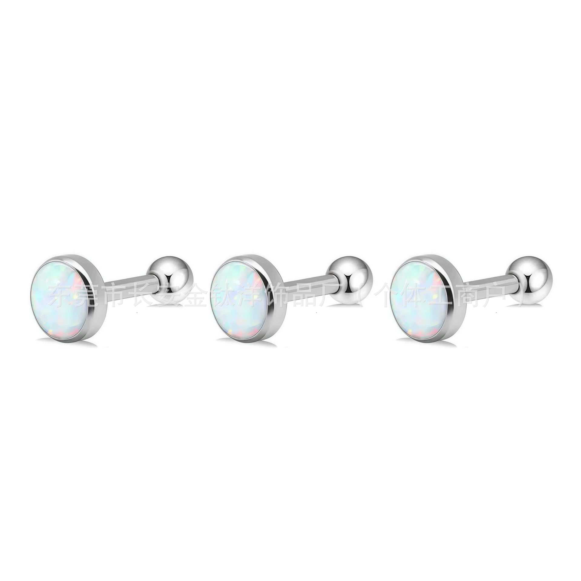 F136 Titanium Internally Threaded Opal Tongue Piercing Stud - G23 Titanium Alloy Body Jewelry for Ear Cartilage and Conch - Image 4