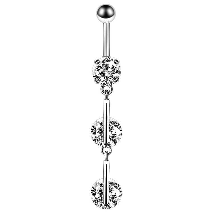 European American Hot Selling Diamond Inlaid Multi-Layer Stainless Steel Navel Ring Set Belly Button Piercing Jewelry 6-Piece - Image 3