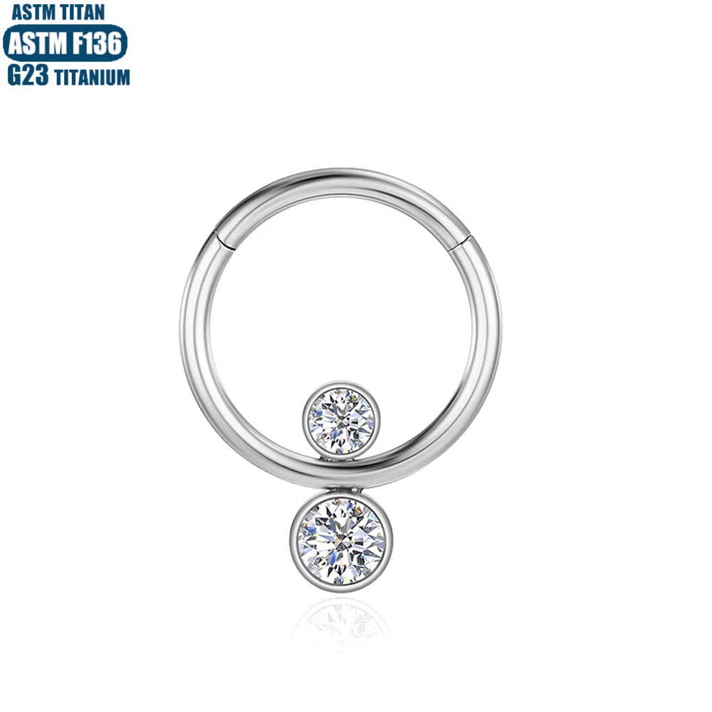 F136 Titanium Piercing Nose Ring Zircon Seamless Open Ring Earring Cartilage Tragus Hoop - Image 2