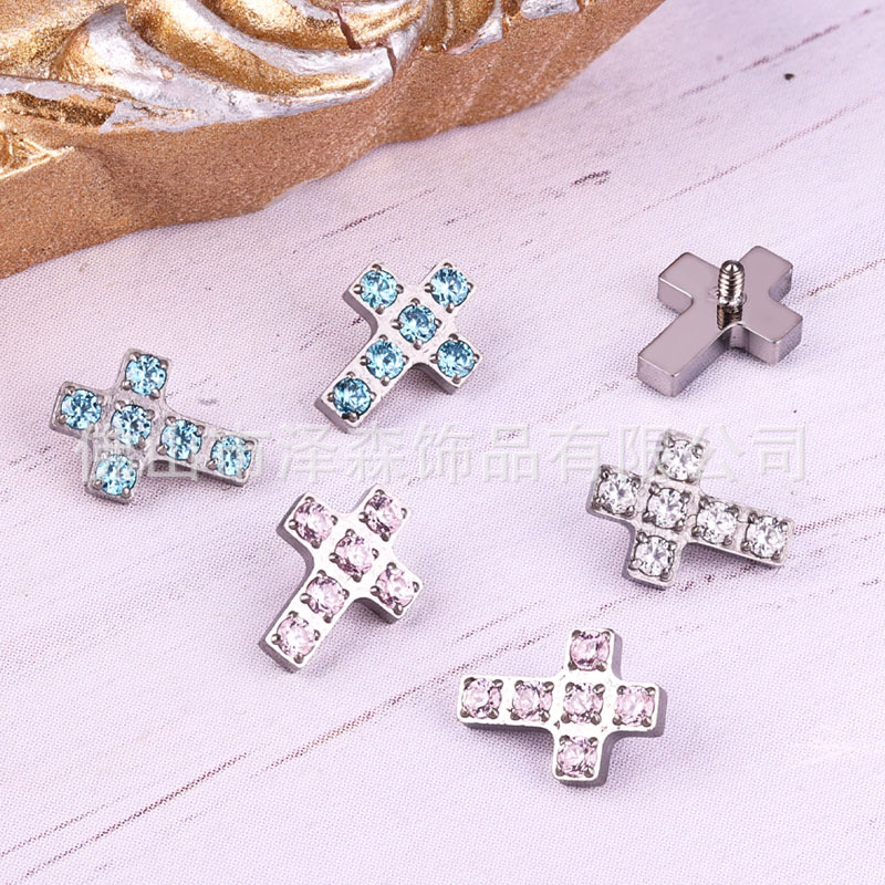F136 Titanium Alloy Cross Earrings Replacement Accessories G23 Lip Studs Eyebrow Studs Tongue Studs Piercing Jewelry - Image 3
