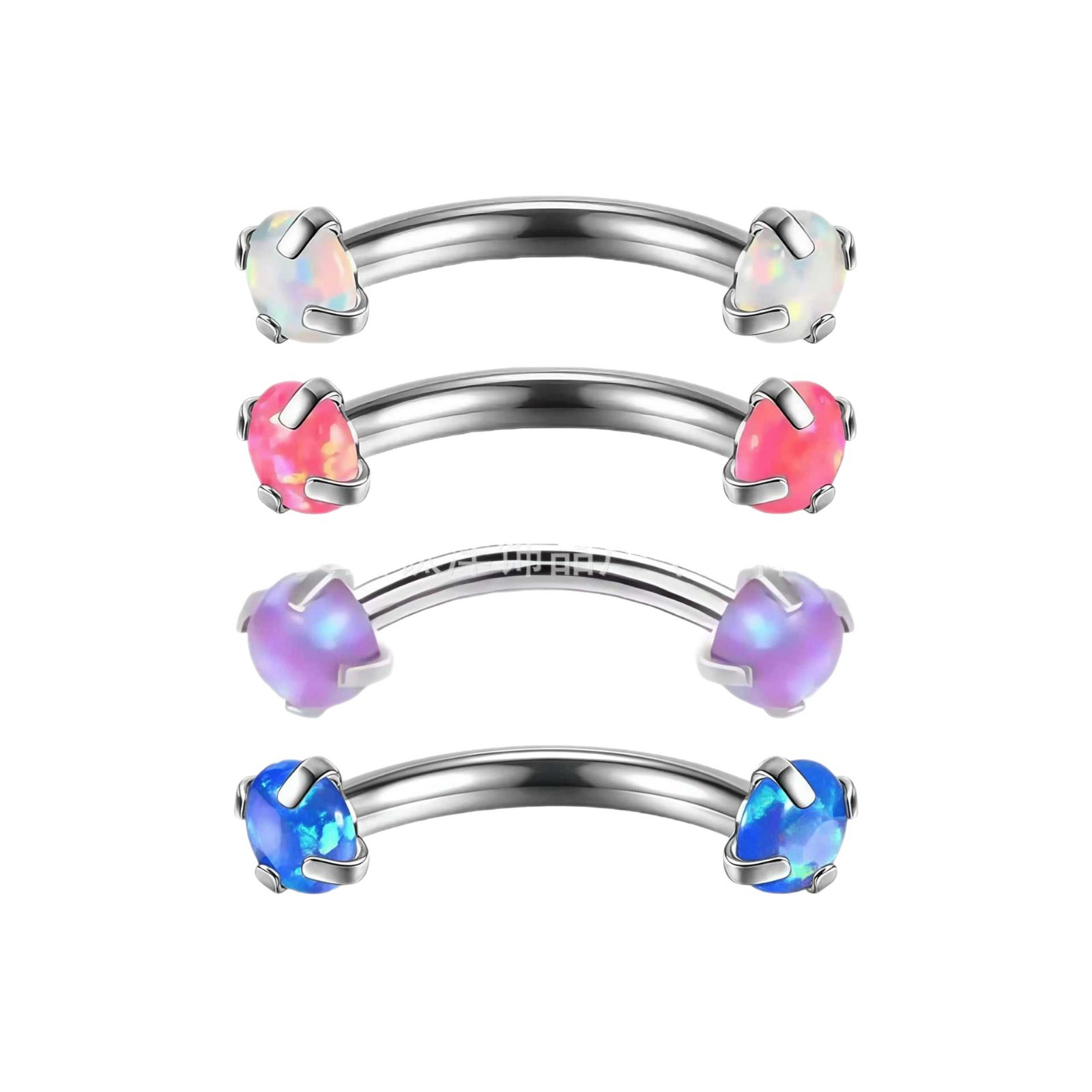 Claw-Set Opal Curved Eyebrow Ring 14G Internal Thread Titanium Alloy Body Piercing Jewelry for Eyebrow Ear Cartilage - Image 5