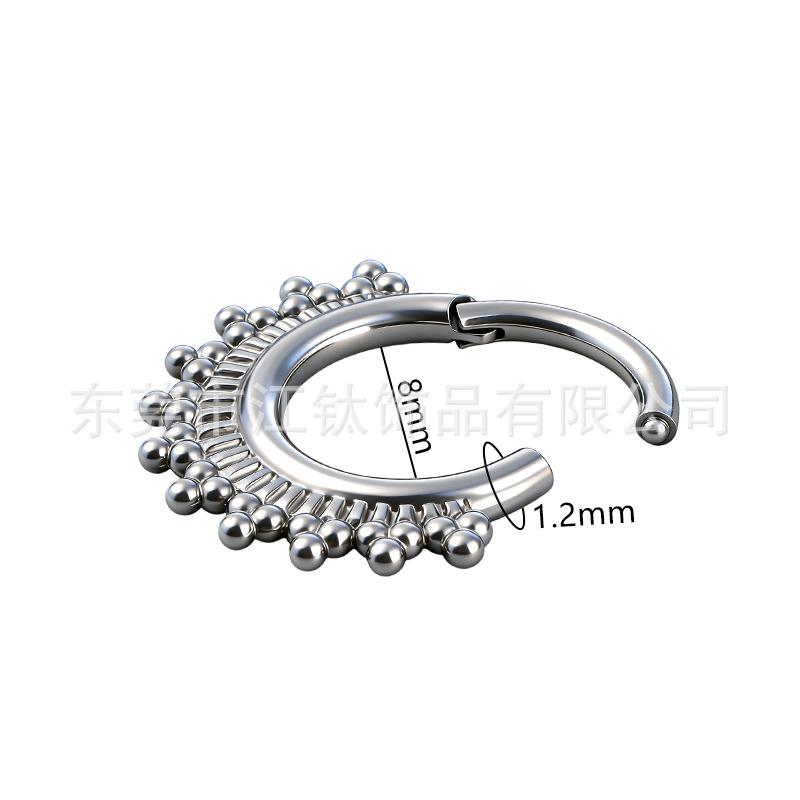 G23 Titanium Nose Stud with Welded Beads 3D Cross Nose Ring Hoop Body Piercing Jewelry - Image 2