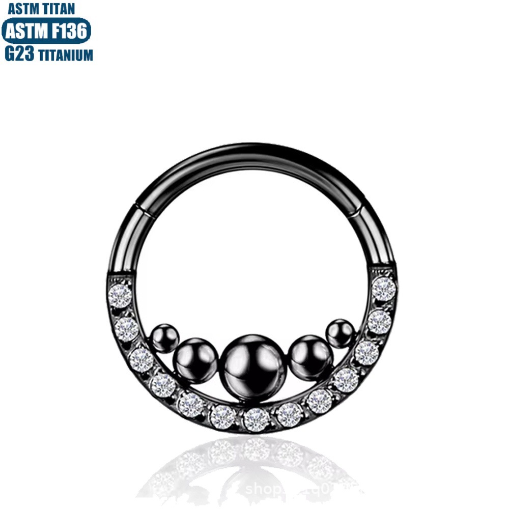F136 Titanium Nose Ring Zircon Weld Beads Nasal Septum Ring Seamless Hoop Earrings for Women - Image 2