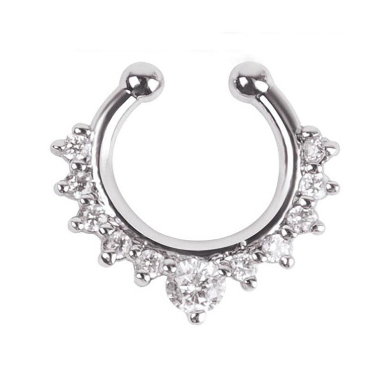 Best Selling 14K Gold Plated Rainbow Nose Ring U-Shape Hoop - Crystal Fake Nose Stud for Women Men - Image 5