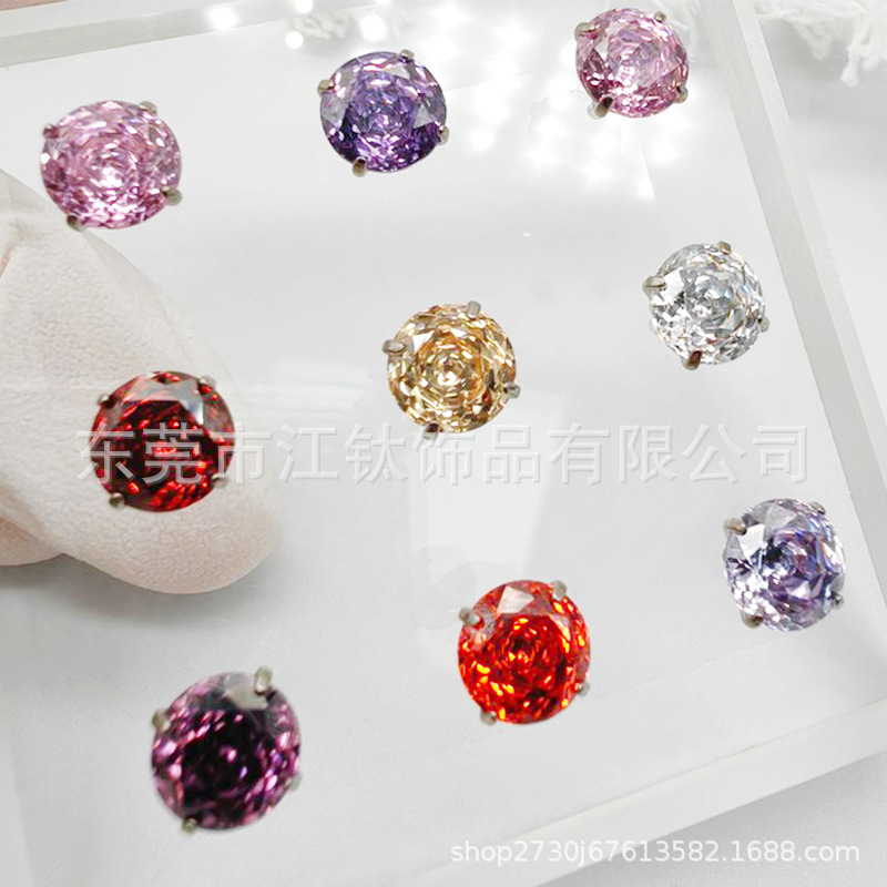 G23 Titanium Rose Cut Zircon Ear Bone Nail Cochlea Earring - Round Gem Stud for Helix Tragus Conch - Image 3