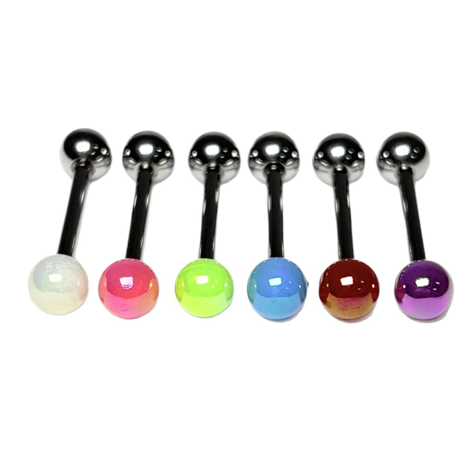 Purple Acrylic Ball Tongue Stud 316L Steel Titanium External Thread Tongue Ring Body Piercing Jewelry - Image 5