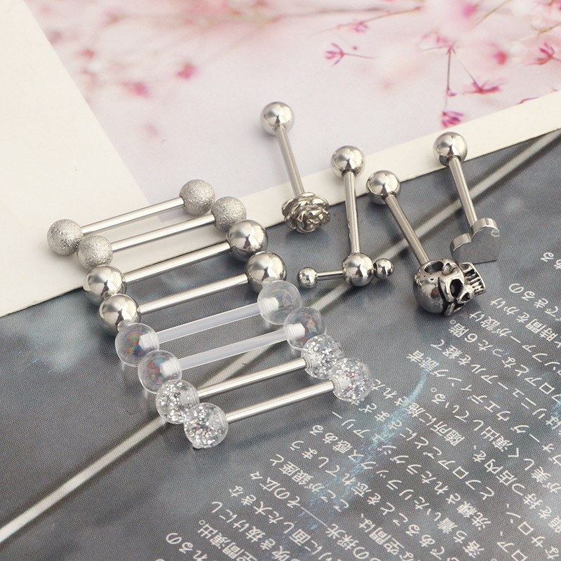 Stainless Steel Tongue Nail 12-Piece Set Straight Rod Mixed 4 Colors Optional Tongue Ring Piercing Jewelry - Image 2