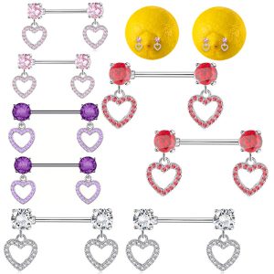 Heart-Shaped Stainless Steel Nipple Ring - Simple Geometric Body Piercing Jewelry for Daily Wear, Factory Direct Pair