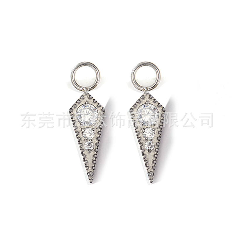 F136 Titanium Running Ring Pendant Sword Snowflake Rhombus Diamond-Studded Pendant G23 Titanium Body Piercing Earring Accessory - Image 2