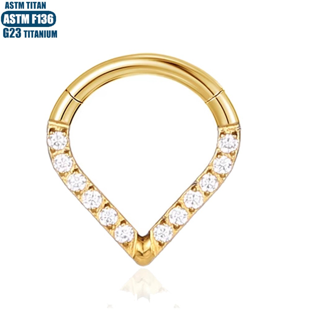 Hot Sale G23 Titanium Nose Ring with Zircon Water Drop Earring Closed Ring Septum Ring Ear Bone Ring - Image 3