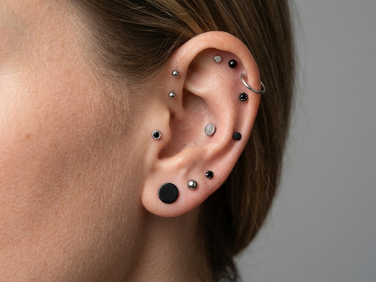 Ear piercing jewelry with multiple earrings
