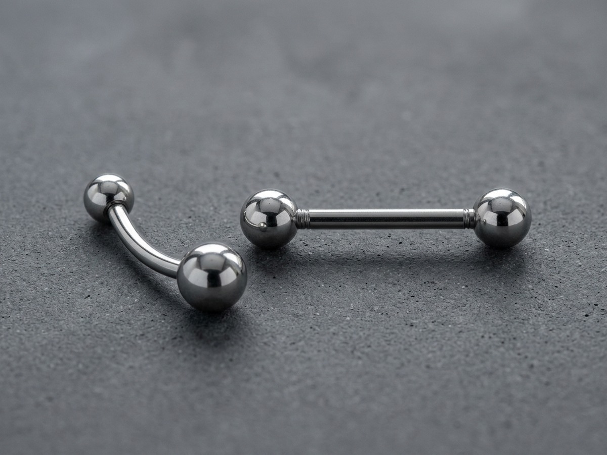 Tongue ring piercing jewelry close-up