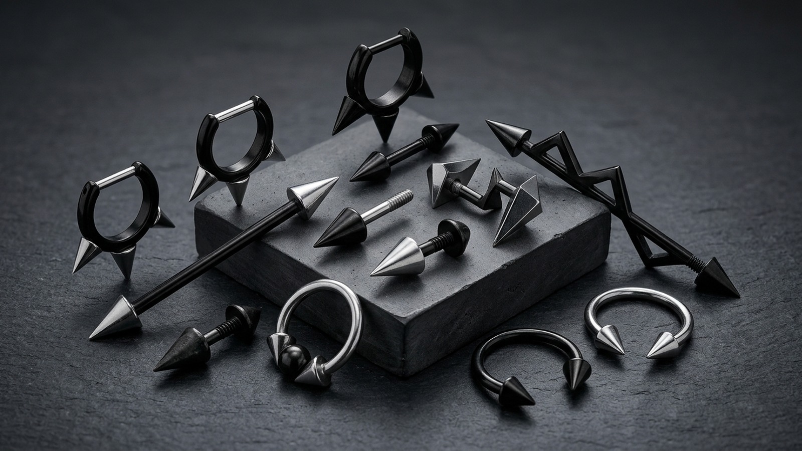 Industrial edge body piercing jewelry collection